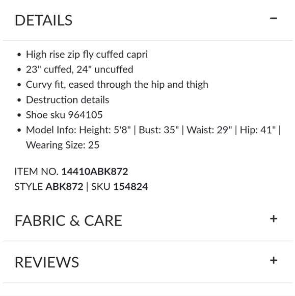 SOLD Curvy BKE Gabby Fit Capri Jeans Sz 31 Buckle BKE Jeans - Picture 6 of 6